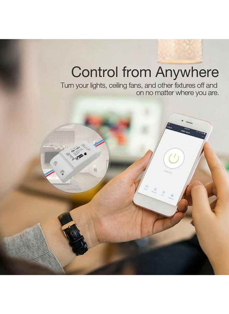 Smart Home Wireless Wifi relay switch, Neutral Wire Required, No Hub Required, Compatible with Google Home & Alexa, Push Button & App Remote Control, Timing Function & Voice Control (Pack of 4)