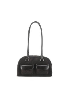 Patchwork Shoulder Bag for Women Underarm Bowling Bag Chubby Style Medium Size Vintage Leather Daily Match Soft Shell Shape Brown color matching