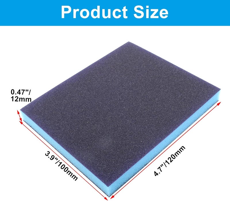 BokWin 16Pcs Sanding Sponge, 180 Grit Washable Sponge Sand Blocks, Wet and Dry Sanding Blocks for Plastic, Wood, Metal, Furniture (Grade 500 to 600) - Image 5