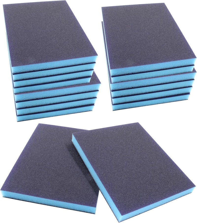 BokWin 16Pcs Sanding Sponge, 180 Grit Washable Sponge Sand Blocks, Wet and Dry Sanding Blocks for Plastic, Wood, Metal, Furniture (Grade 500 to 600) - Image 1