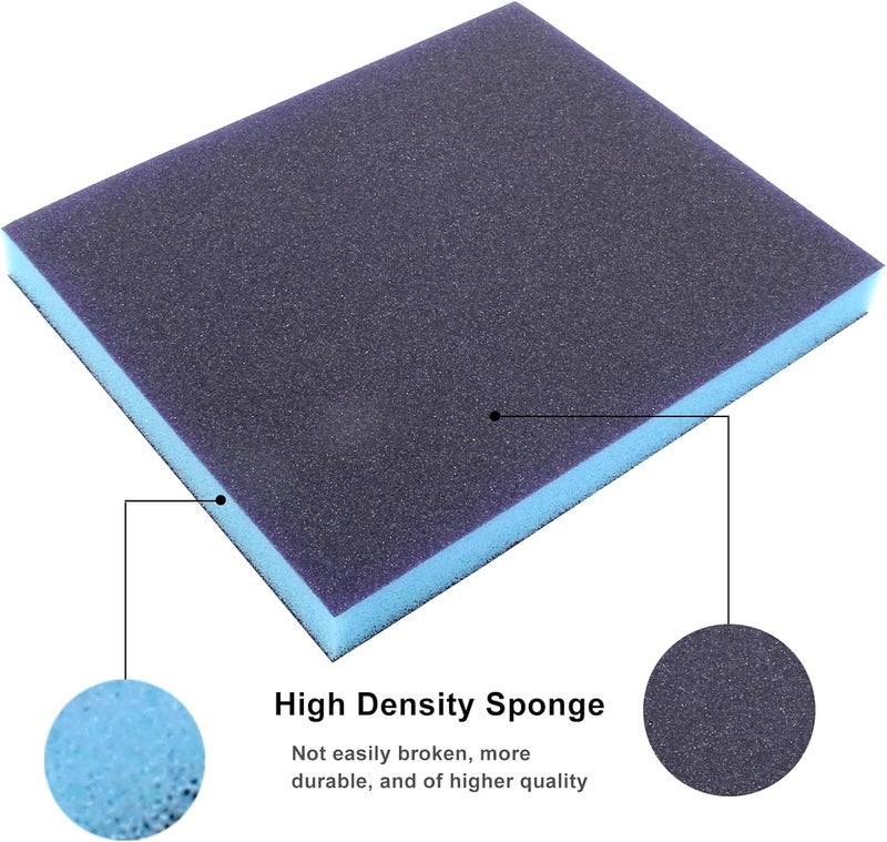 BokWin 16Pcs Sanding Sponge, 180 Grit Washable Sponge Sand Blocks, Wet and Dry Sanding Blocks for Plastic, Wood, Metal, Furniture (Grade 500 to 600) - Image 3
