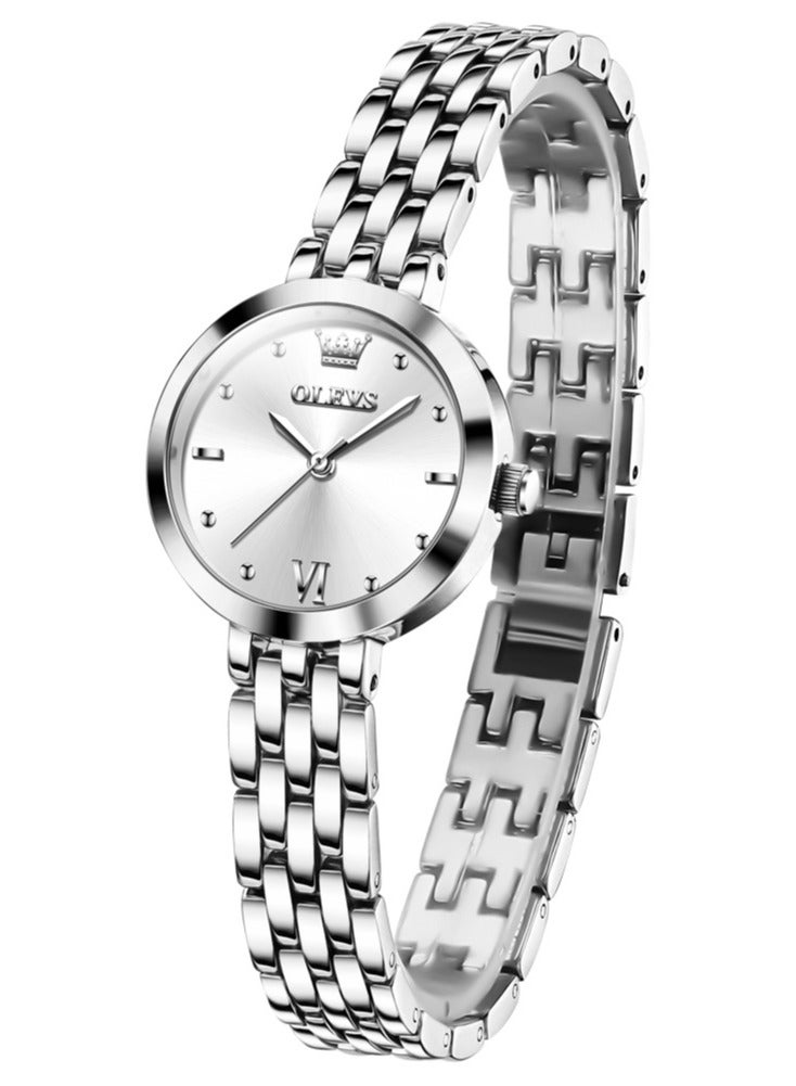 أوليفز ساعات نسائية فضية أنيقة بسيطة كوارتز ساعة نسائية مقاومة للماء من الفولاذ المقاوم للصدأ - Image 2