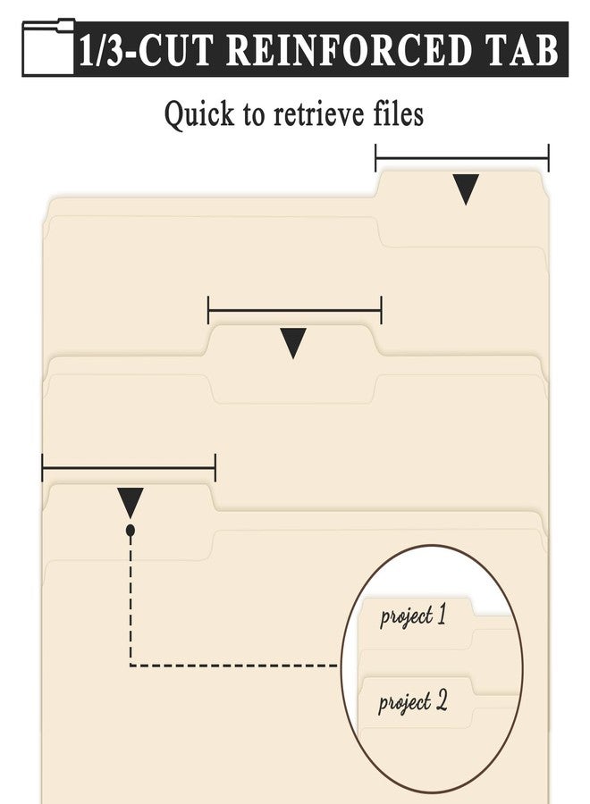 Manilaus Manila Folders 8.5 x 11 | 1/3 Cut File Folders Letter Size | Manilla File Folders 8.5 x 11 Pack of 100 | Heavy Duty Paper Folders for Documents, School, Classroom and Office Supplies. - Image 2