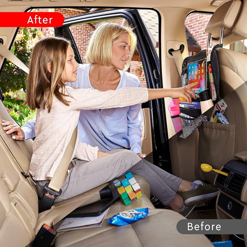 Helteko Backseat Car Organizer, Kick Mats Back Seat Protector with Touch Screen Tablet Holder, Back Seat Organizer for Kids with 9 Storage Pockets, Travel Accessories (2 Pack, Venetian Red) - Image 3
