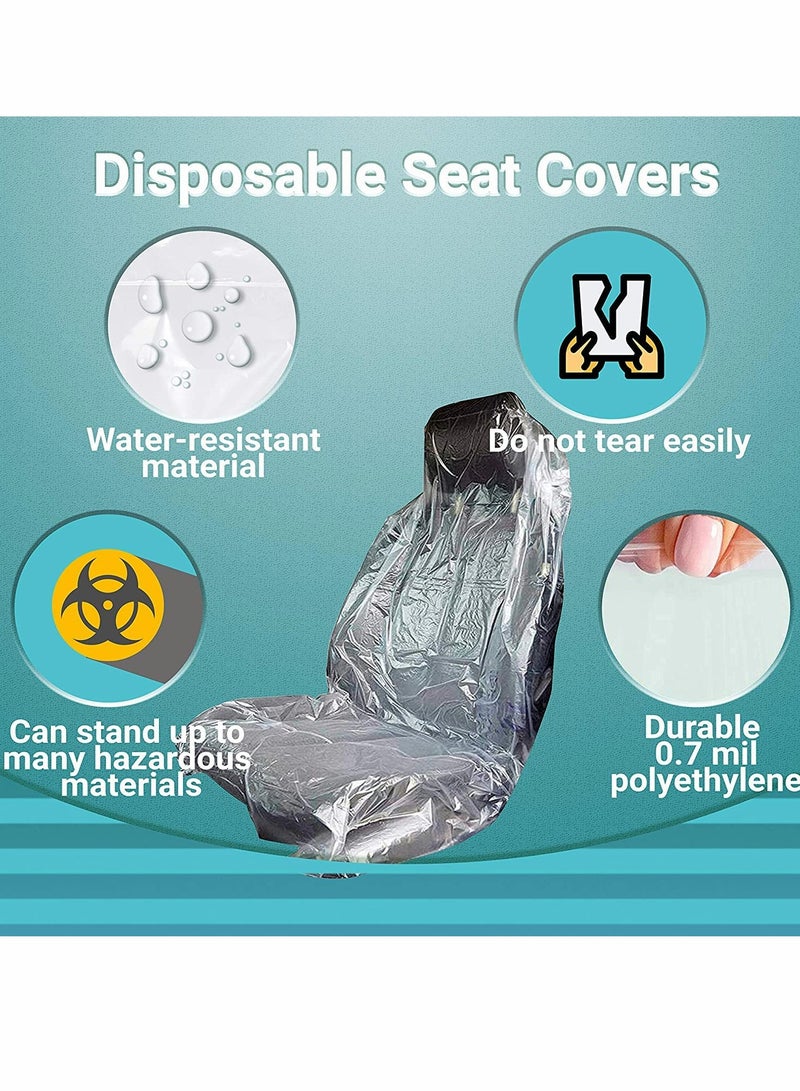 أغطية مقاعد بلاستيكية عالمية للاستخدام مرة واحدة، عبوة من 100 قطعة لسهولة التنظيف والرفع والحماية - Image 3