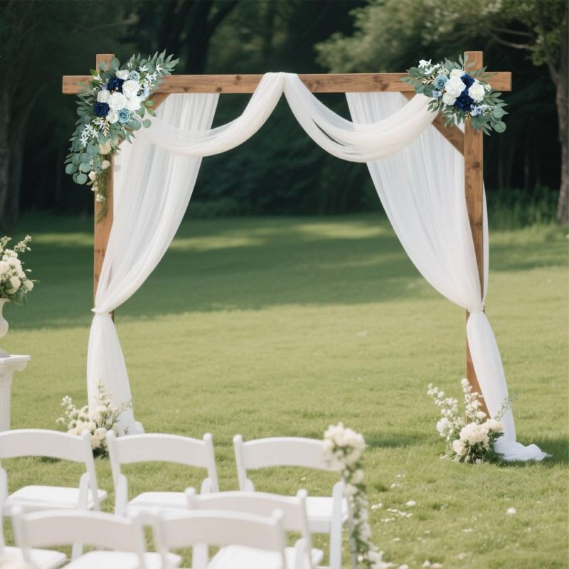 Artificial Rose Swag Set Of 2 24 Inch Silk Flower Garland - Realistic Wedding Arch Decor With Bendable Wire Stem For Ceremony Backdrop - Image 5
