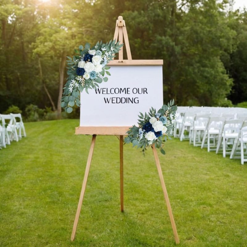 Artificial Rose Swag Set Of 2 24 Inch Silk Flower Garland - Realistic Wedding Arch Decor With Bendable Wire Stem For Ceremony Backdrop - Image 4