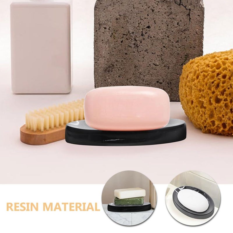2Pcs Resin Soap Dish With Marble Pattern And Drainage Tray For Bathroom Shower Sink - Image 4