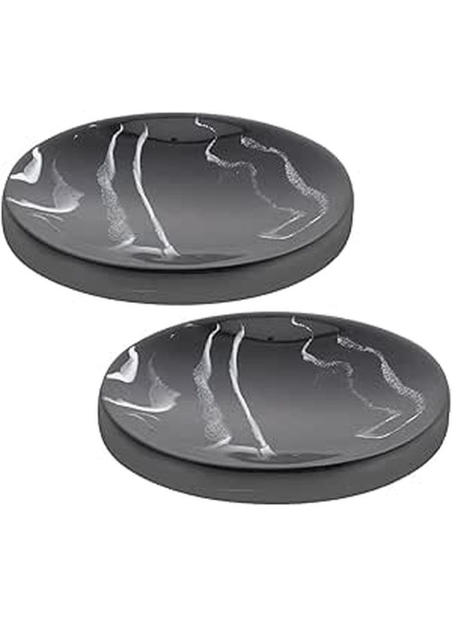2Pcs Resin Soap Dish With Marble Pattern And Drainage Tray For Bathroom Shower Sink - Image 1