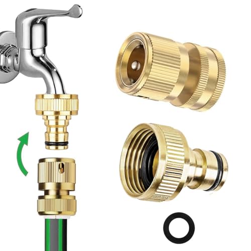 HASTHIP® 1/2" Water Hose Quick Connect - Multi-Tap Connector for Water Pipe Connector Joint - Heavy Duty Brass Garden Hose Quick Connect Fittings for Pressure Washers, Sprinkler & Watering Systems - Image 1