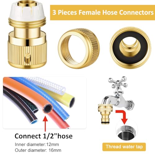 HASTHIP® 1/2" Water Hose Quick Connect - Multi-Tap Connector for Water Pipe Connector Joint - Heavy Duty Brass Garden Hose Quick Connect Fittings for Pressure Washers, Sprinkler & Watering Systems - Image 3