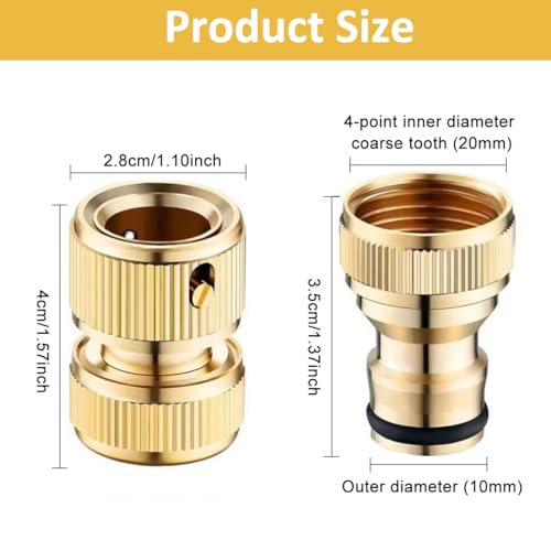 HASTHIP® 1/2" Water Hose Quick Connect - Multi-Tap Connector for Water Pipe Connector Joint - Heavy Duty Brass Garden Hose Quick Connect Fittings for Pressure Washers, Sprinkler & Watering Systems - Image 2