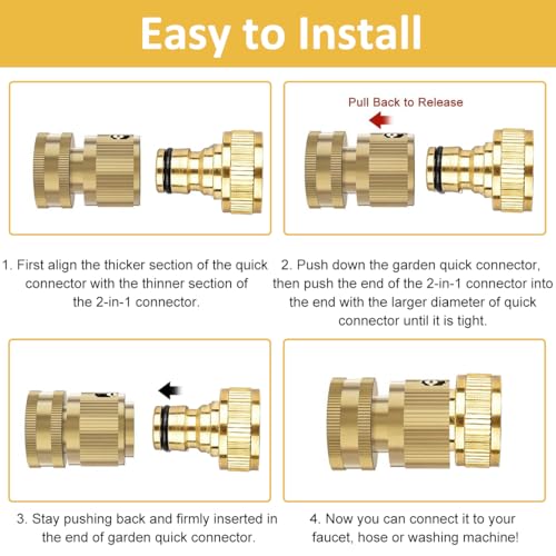 HASTHIP® 1/2" Water Hose Quick Connect - Multi-Tap Connector for Water Pipe Connector Joint - Heavy Duty Brass Garden Hose Quick Connect Fittings for Pressure Washers, Sprinkler & Watering Systems - Image 4