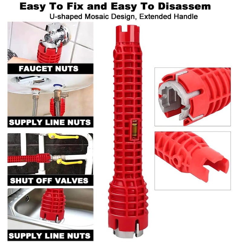 Hdwy 8 In 1Multifunctional Kitchen Faucet Sink Basin Wrench Kitchen Drain Tub Removal Nut Plumbing Plumber For Tight Spaces Installation And Repairs Tools - Image 2