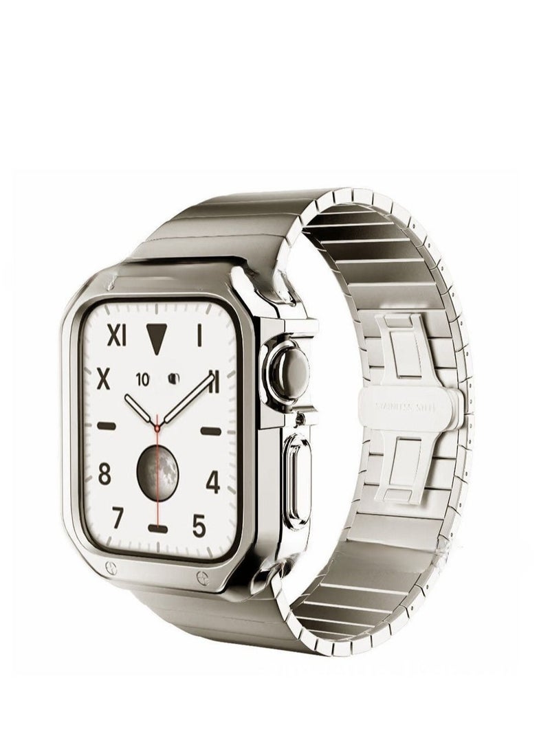 Suitable for Apple Watch Ultra 8/7 generation metal strap with TPU electroplating case set 44mm