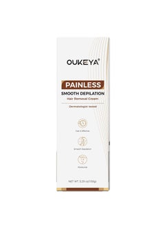 OUKEYA Hair Removal Cream for Women & Men Sensitive Skin, Natural Extracts Depilatory Cream for Bikini Line Legs Arms Underarms, Dermatologically Tested Painless Bikini Hair Remove Gel, 5.29 oz 