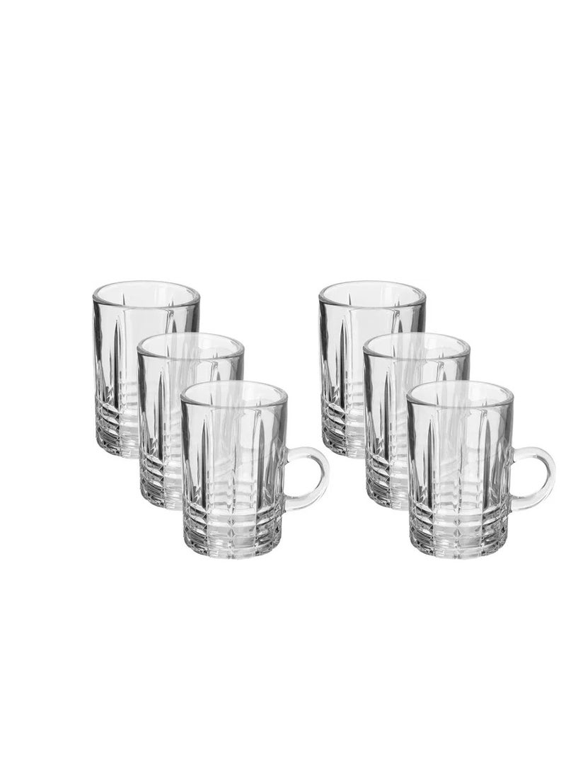 Alsaif Gallery Al Saif Gallery Max Glass Tea Cup Set, Handle, 6 Pieces - Clear - Image 2
