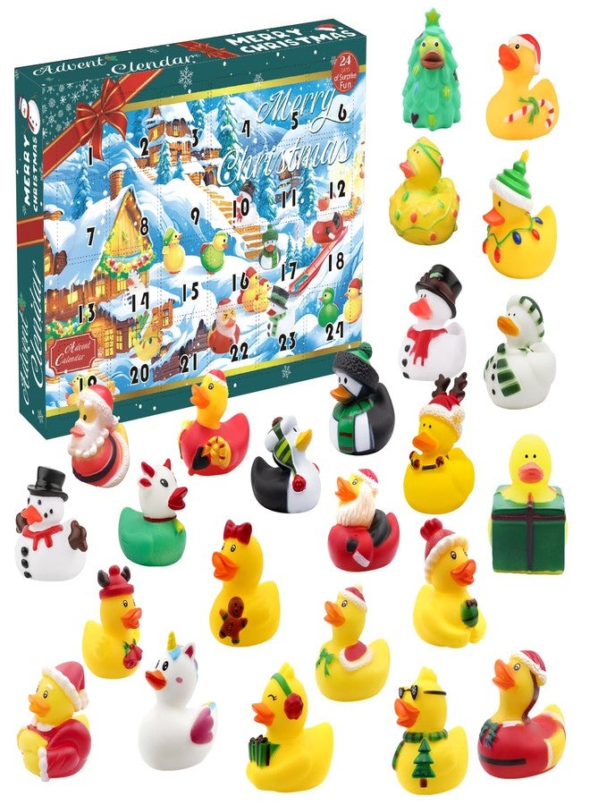 HBYDO Christmas Advent Calendar 2025 with 24 Rubber Ducks, 24 Days Countdown Blind Boxes Holiday Fun Rubber Ducky Bath Toys Set, Christmas Party Favor Xmas Surprise Gifts Boxes - Image 1