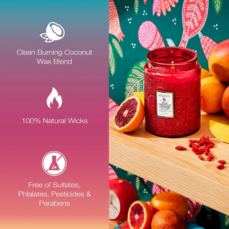 Voluspa Goji Tarocco Orange Candle, 18 oz, Coconut Wax Blend, Scented Candles for Home, 100 Hour Burn Time, Candle Jars - Image 4