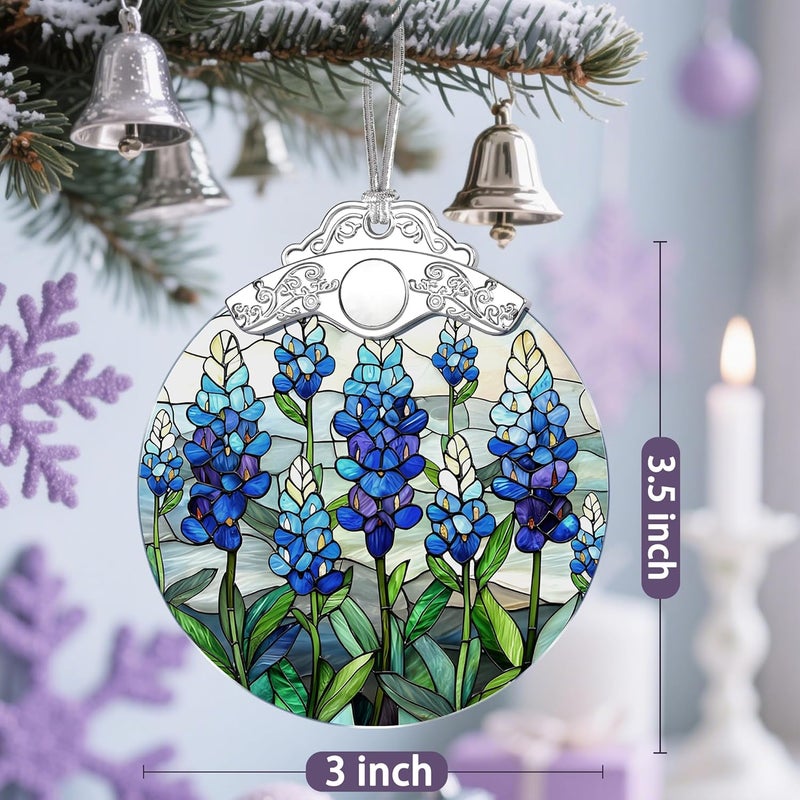 Jocidea Stained Glass Ornament, Christmas Ornaments, Christmas Decorations for Tree, Holiday Ornament, Gifts for Flower Lovers, Holiday Party Gifts, Gift Ideas & Xmas Gift - Texas Bluebonnet - Image 4