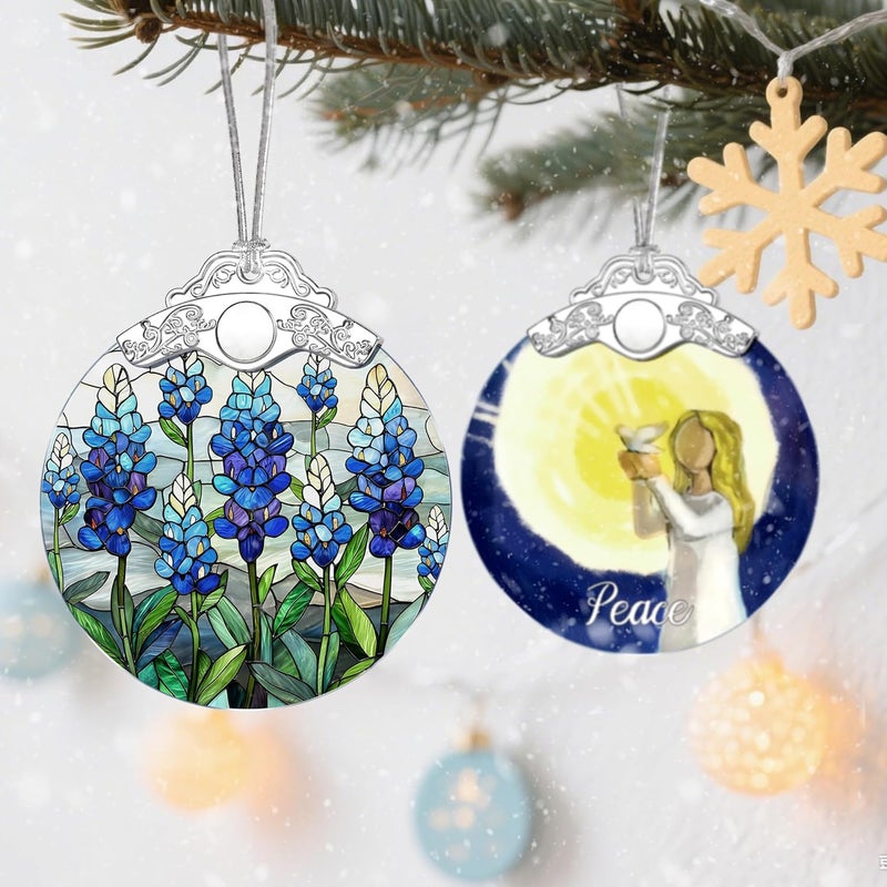 Jocidea Stained Glass Ornament, Christmas Ornaments, Christmas Decorations for Tree, Holiday Ornament, Gifts for Flower Lovers, Holiday Party Gifts, Gift Ideas & Xmas Gift - Texas Bluebonnet - Image 5