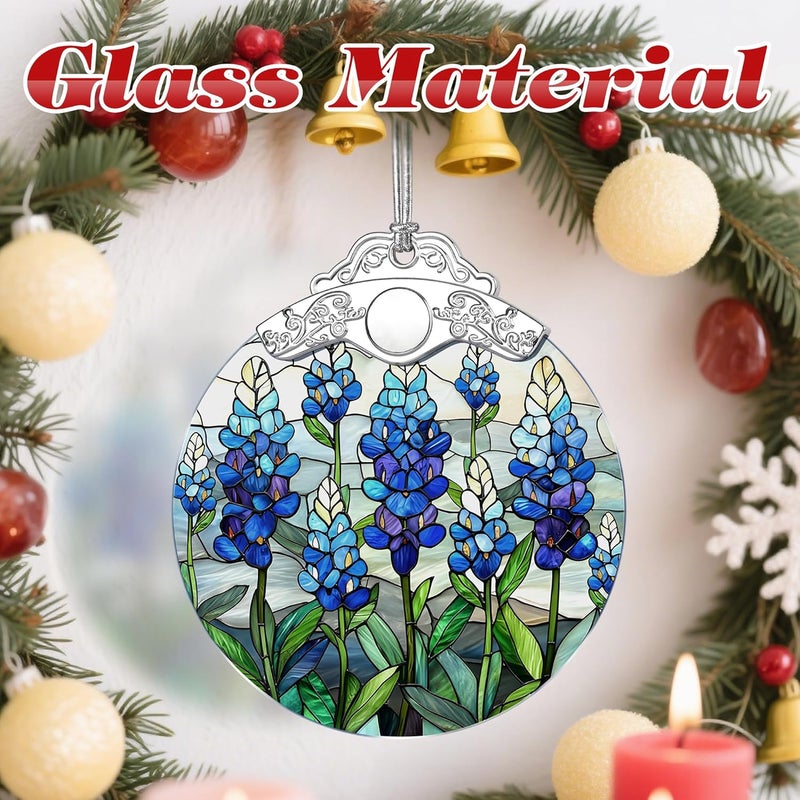 Jocidea Stained Glass Ornament, Christmas Ornaments, Christmas Decorations for Tree, Holiday Ornament, Gifts for Flower Lovers, Holiday Party Gifts, Gift Ideas & Xmas Gift - Texas Bluebonnet - Image 3