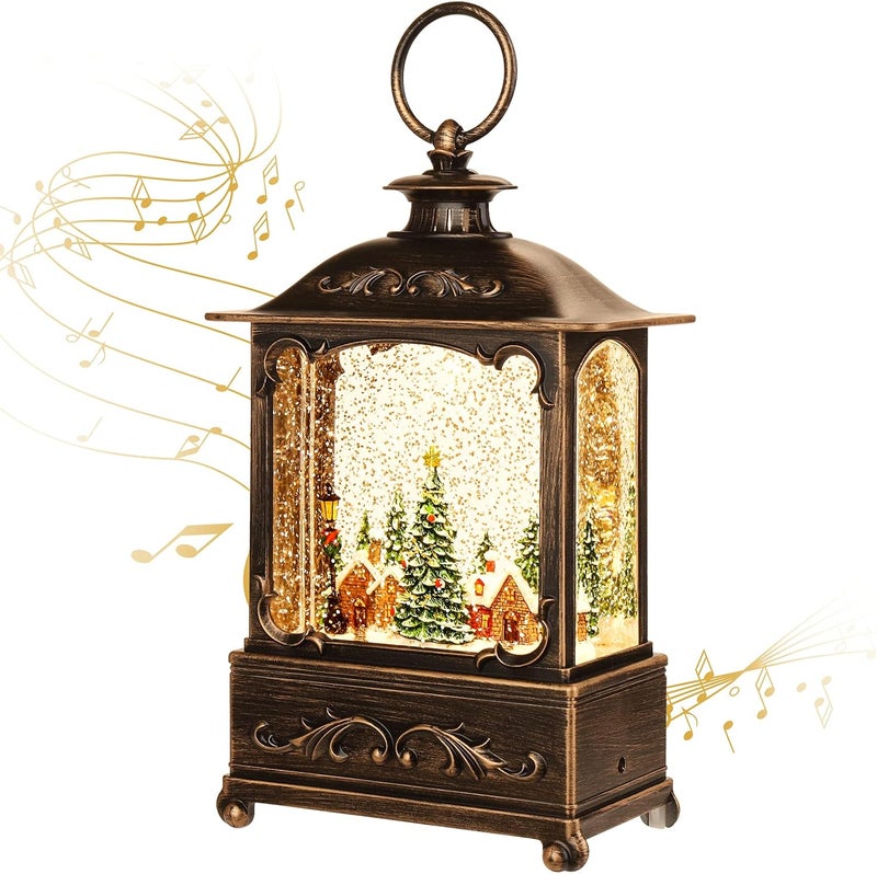 KAMPGO Christmas Lantern, Lit Christmas Snow Globe Lantern-with USB+ Music Christmas Water Lantern Snow Globe Portable Creative Cute Christmas Decorations and Charming Gifts(Forest House - Image 1