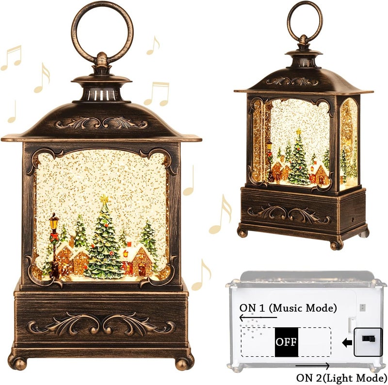 KAMPGO Christmas Lantern, Lit Christmas Snow Globe Lantern-with USB+ Music Christmas Water Lantern Snow Globe Portable Creative Cute Christmas Decorations and Charming Gifts(Forest House - Image 3