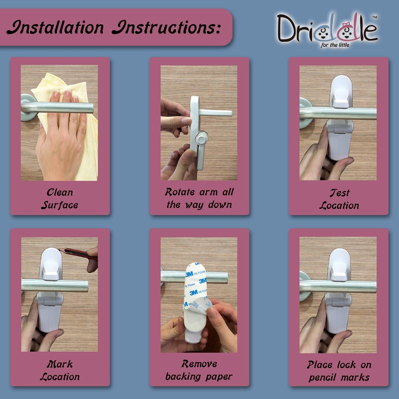 Driddle Door Lever Baby Safety Lock - Baby Proofing - Prevent Little Kids from Opening Doors with A Child Proof Door Handle Lock - 3M Adhesive - Driddle - Image 5