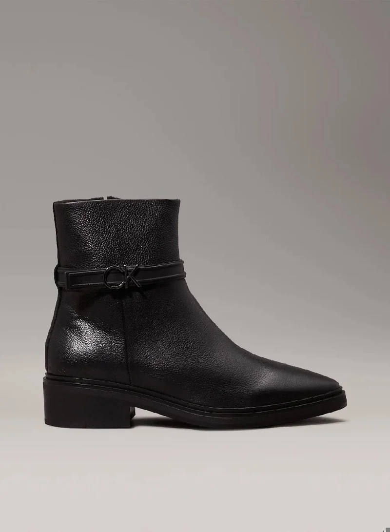CALVIN KLEIN Leather Heeled Ankle Boots