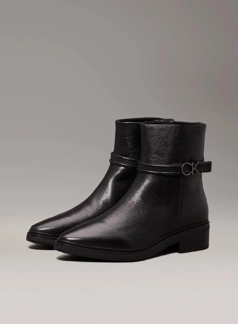 CALVIN KLEIN Leather Heeled Ankle Boots