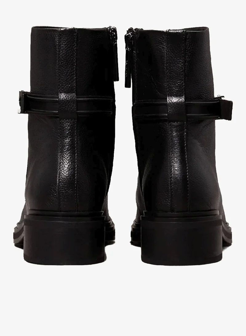 CALVIN KLEIN Ck Black Leather Heeled Ankle Boots for Women | Best Price UAE