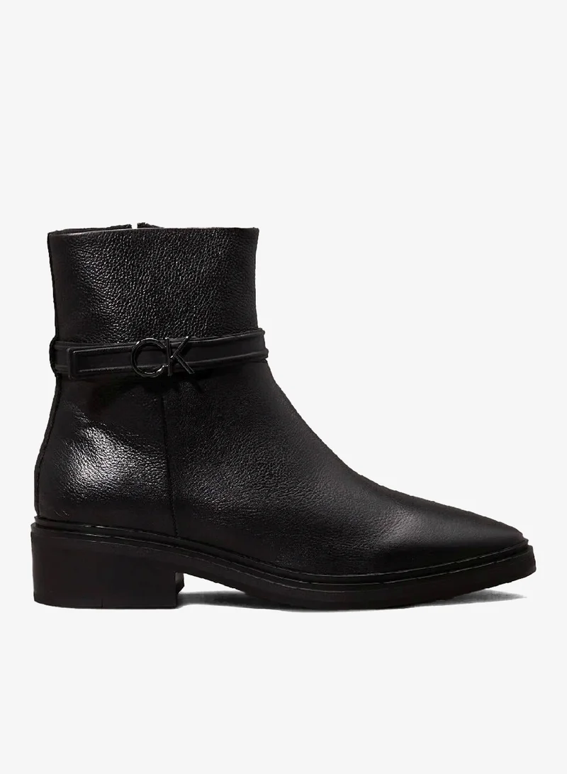 CALVIN KLEIN Leather Heeled Ankle Boots