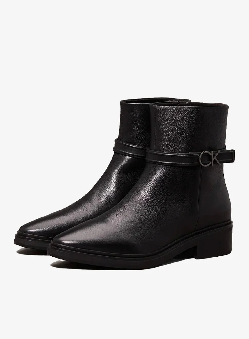 CALVIN KLEIN Leather Heeled Ankle Boots