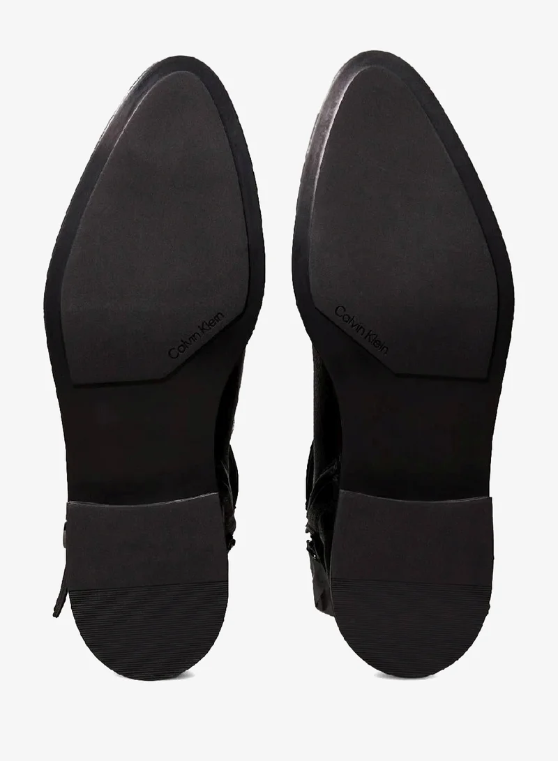 CALVIN KLEIN Ck Black Leather Heeled Ankle Boots for Women | Best Price UAE