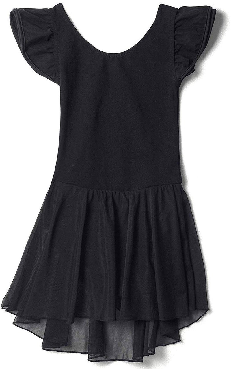 MdnMd Ballet Leotards for Girls Black Dance Dress Skirted Leotard for Kids Gymnastics Ballerina (Age 6-8, Black) - Image 1