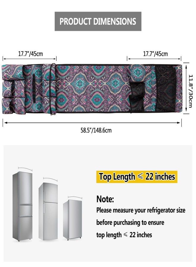Rexmica Mini Fridge Organizer, Fridge Dust Cover with 14 Pockets for Most Household Refrigerators, Hanging Mini Fridge Caddy Organizer Storage Bag for Dorm, Office, Kitchen, Home, School, Bohemia - Image 4