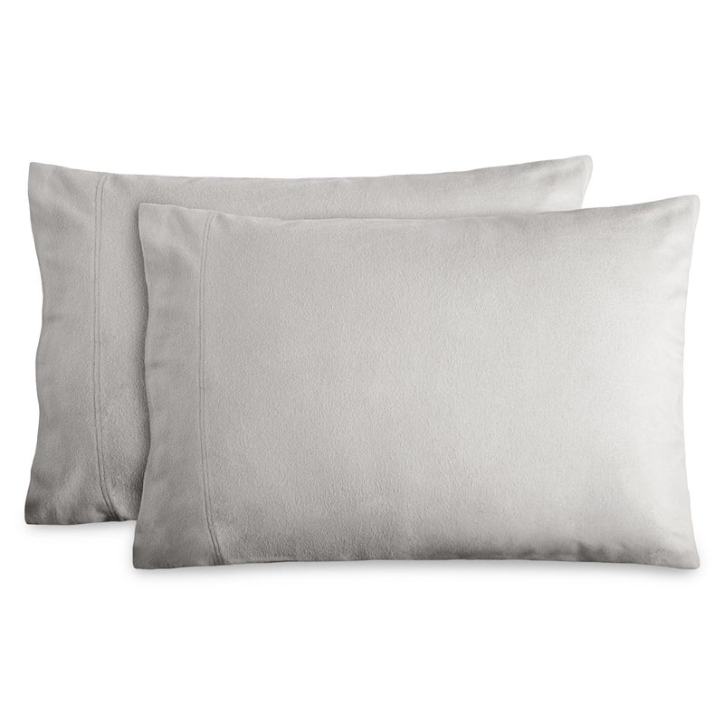 Bare Home Flannel Standard Pillowcases Set of 2100 Cotton  Velvety Soft  Cozy  Double Brushed Heavyweight Flannel Pillowcases Standard Pillowcase Set of 2 Light Grey