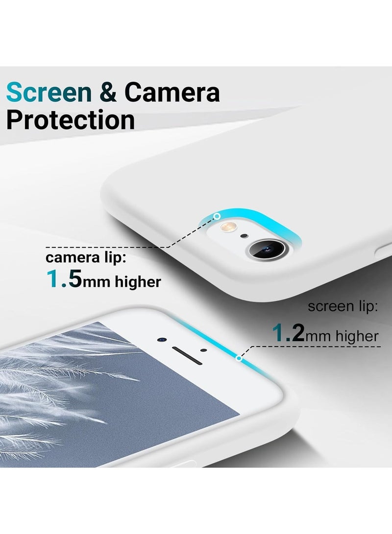 Compatible with iPhone 7/8/Se 2020/2022 Case 4.7 Inch Slim Liquid Silicone 4 Layers Soft Gel Rubber Shockproof Protective Phone Case with Anti Scratch Microfiber Lining (White) - Image 3