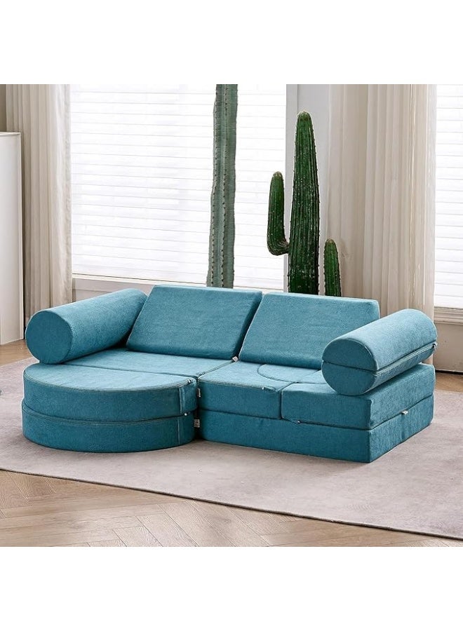 Poppins Home Poppins HOME 14PCS Luxury Kids Couch Playful Comfort for Little Ones and Adults Alike (Seafoam Blue)  - Image 1