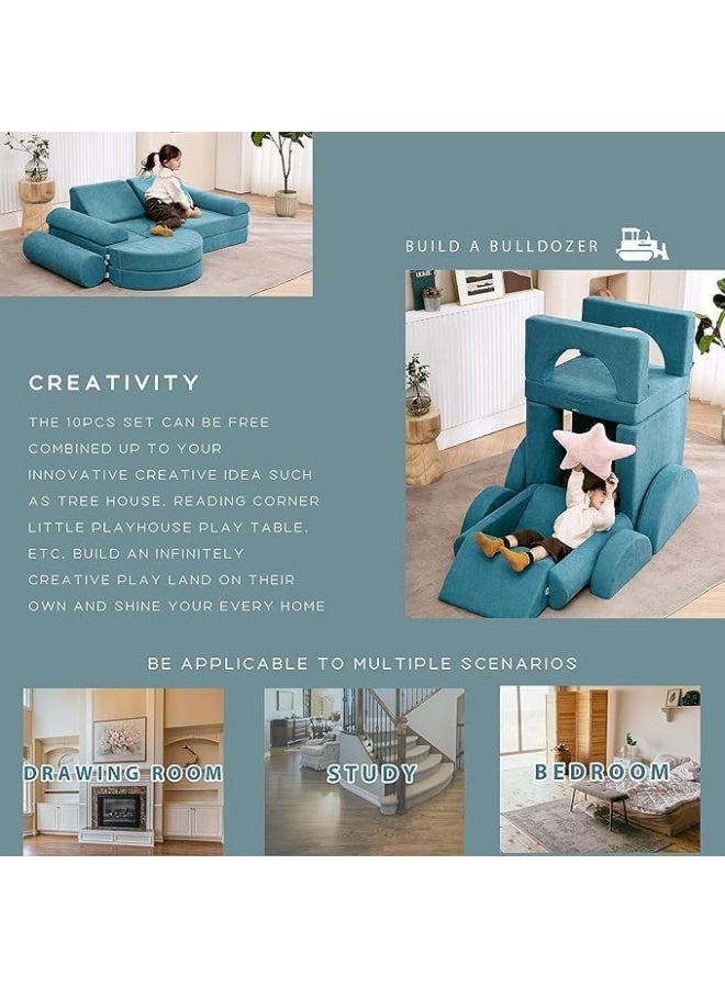 Poppins Home Poppins HOME 14PCS Luxury Kids Couch Playful Comfort for Little Ones and Adults Alike (Seafoam Blue)  - Image 2