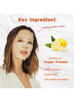 Purederm Purederm Vegan Vitamin Sheet Masks (12 Packs) - Facial Sheet Mask for Brightening & radiance Treatment  - Image 2