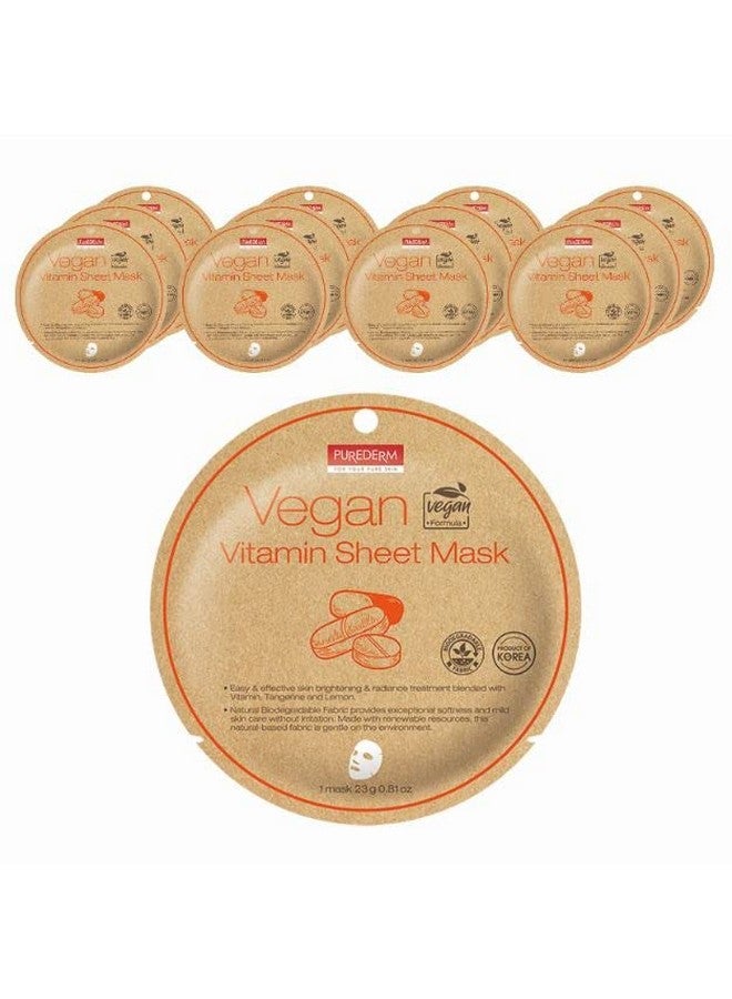 بيور ديرم أقنعة فيتامينات نباتية من بيورديرم (عبوة من 12 قطعة) - قناع ورقي للوجه لعلاج تفتيح البشرة وإشراقها - Image 1