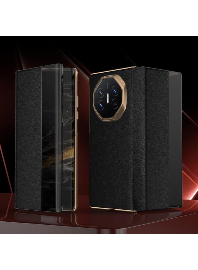 اس-توب جراب هاتف Huawei Mate XT Ultimate Smart Side View من الجلد العادي مع نافذة عرض جانبية - Image 1