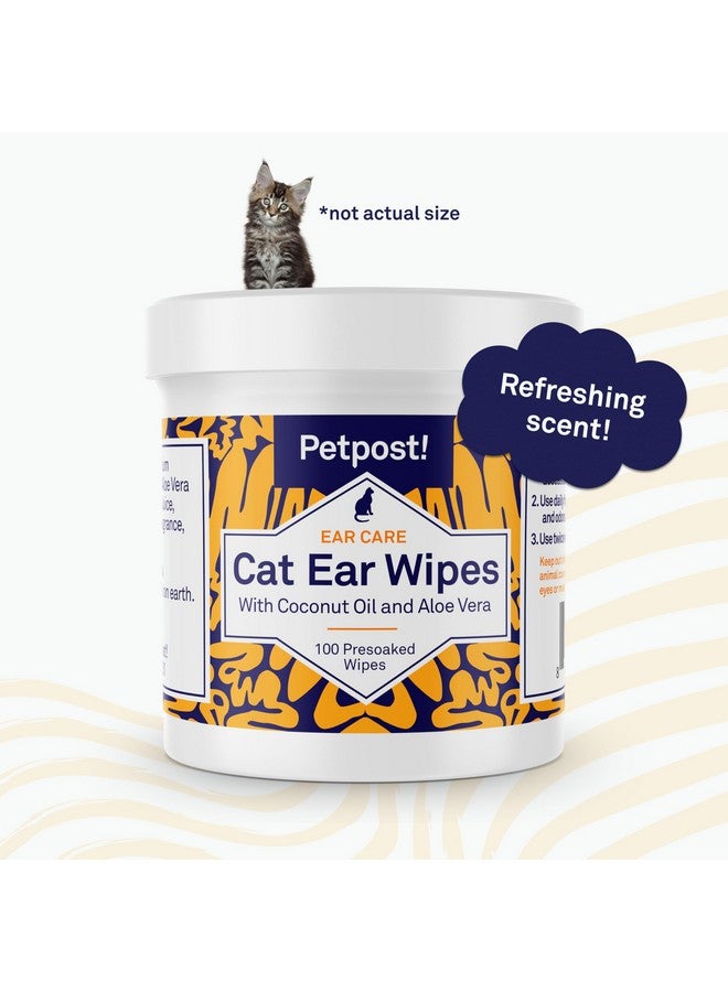 Petpost | Cat Ear Cleaner Wipes  Ultra Soft Cotton Pads In Coconut Oil Solution  Treatment For Removing Cat Ear Dirt & Wax 100 Ct. - Image 5
