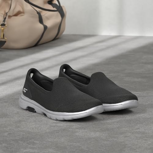 Skechers Women's Go Walk 5 Sneaker, Black/White, 6.5 - Image 2