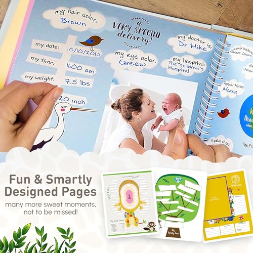Ronica First Year Baby Memory Book & Baby Journal - Modern Baby Shower Gift & Keepsake for New Parents to Record Photos & milestones - Five Year Scrapbook & Picture Album for boy & Girl Babies - Image 3