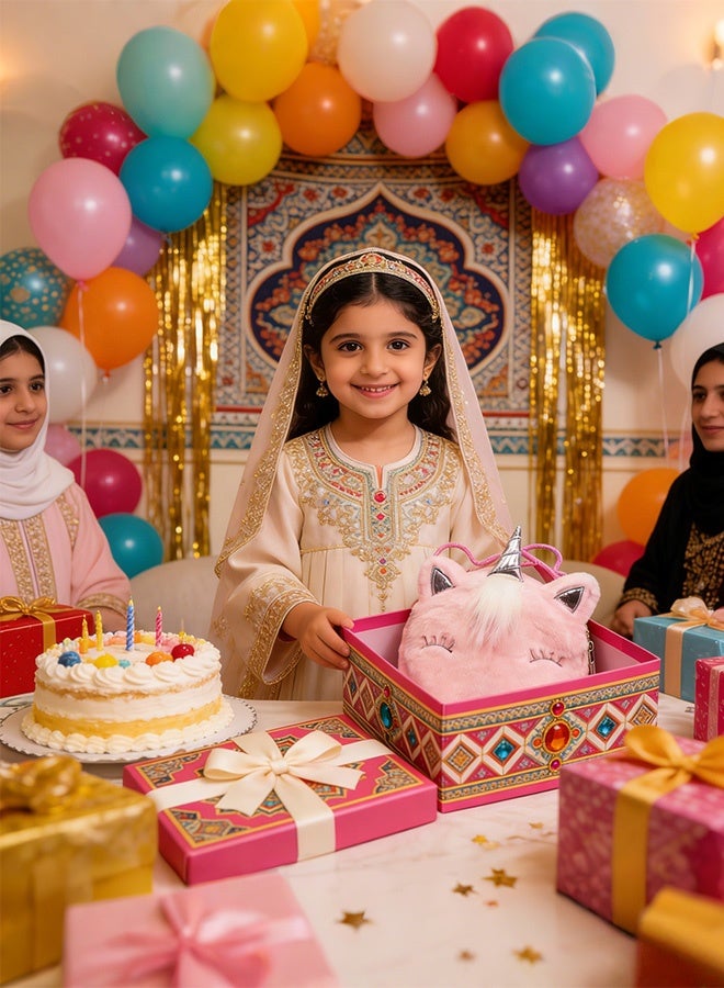 حقيبة كتف لطيفة من القطيفة الوردية على شكل وحيد القرن حقيبة كروس بودي ناعمة ورقيقة للفتيات حقيبة حمل للأطفال مخصصة للخروج اليومي ولعب الأطفال وحفلات أعياد الميلاد والسفر وتخزين الأغراض الصغيرة الأساسية هدية مثالية - Image 4