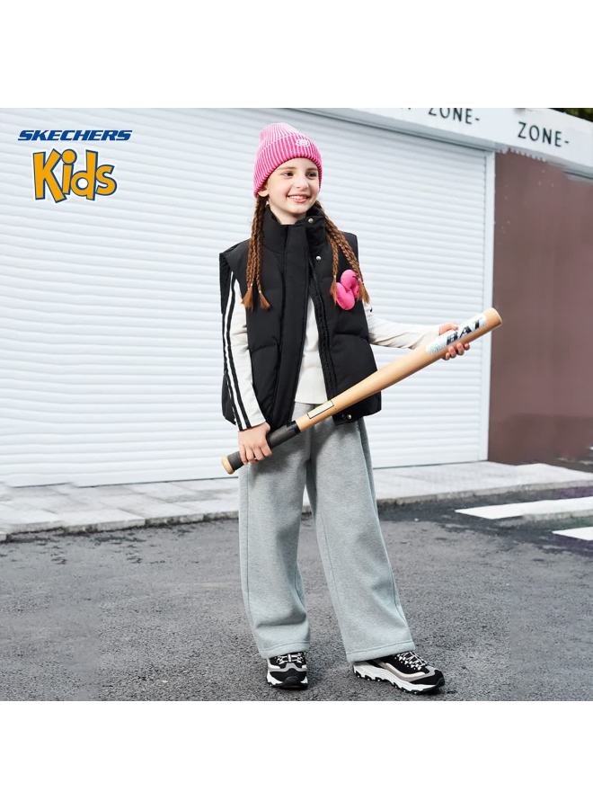Skechers Girls' Kids Pants  Winter Casual Knit Straight-leg Trousers High Tower Gray 140 - Image 4