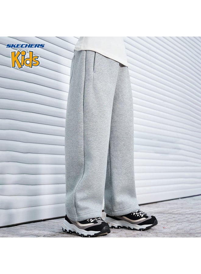 Skechers Girls' Kids Pants  Winter Casual Knit Straight-leg Trousers High Tower Gray 140 - Image 1